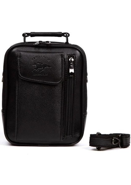 Erkek Deri Çelik Kasalı Kapaklı Omuz Ve El Çantası (17X22CM) newpolo188 - Siyah fiyatları