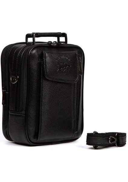 Erkek Deri Çelik Kasalı Kapaklı Omuz Ve El Çantası (17X22CM) newpolo188 - Siyah modelleri