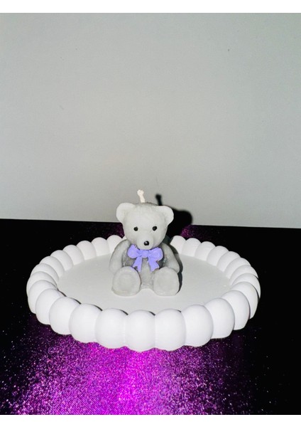 Babyshower Doğum Günü Hediyelik Gri Ayıcık Mum Teddy Kokulu Mum 20 Adet