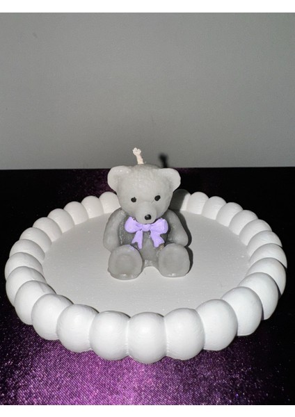 Babyshower Doğum Günü Hediyelik Gri Ayıcık Mum Teddy Kokulu Mum 20 Adet