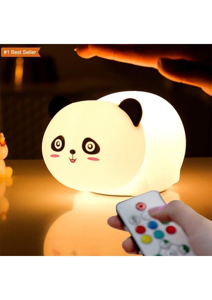 Gülümseyen Panda LED Silika Jel Gece Lambası