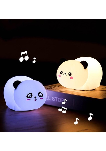 Gülümseyen Panda LED Silika Jel Gece Lambası modelleri
