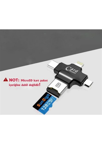 4 In 1 Ios Android Type-C Lightning Usb-A Microsd Tf Kart Okuyucu indirimleri