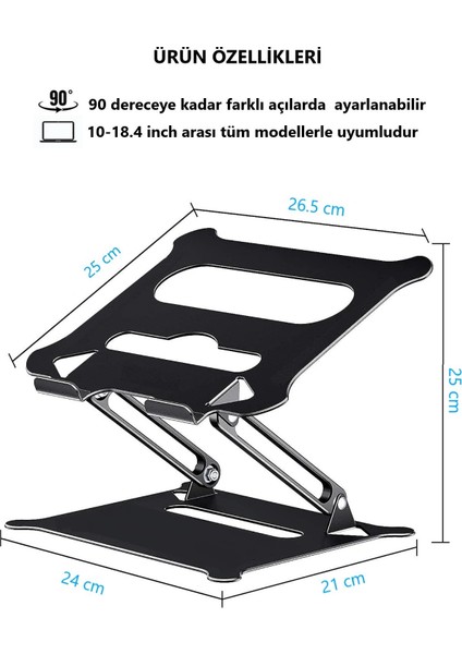 Katlanabilir Tüm Modellerle Uyumlu Çelik Sınırsız Açıda Kolay Ayarlanır Laptop Standı