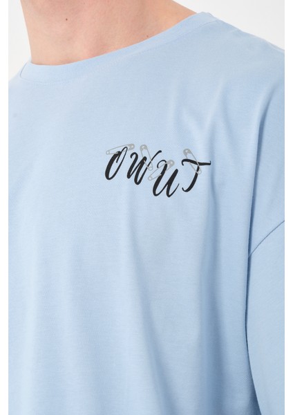 Erkek Bisiklet Yaka Göğüs Baskı Detaylı Oversize T-Shirt fiyatları