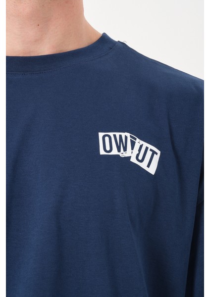 Erkek Bisiklet Yaka Baskı Detaylı Oversize T-Shirt