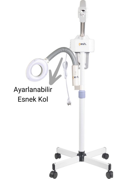 DT-318M Büyüteçli Looplu LED Işıklı Sıcak Buhar Ozonlu Yüz Buhar Makinesi Vapozon - Ayaklı - Profesyonel Cilt Bakımı