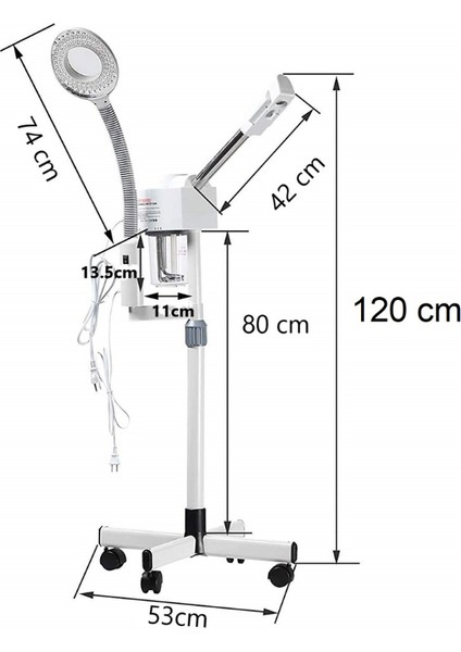 DT-318M Büyüteçli Looplu LED Işıklı Sıcak Buhar Ozonlu Yüz Buhar Makinesi Vapozon - Ayaklı - Profesyonel Cilt Bakımı