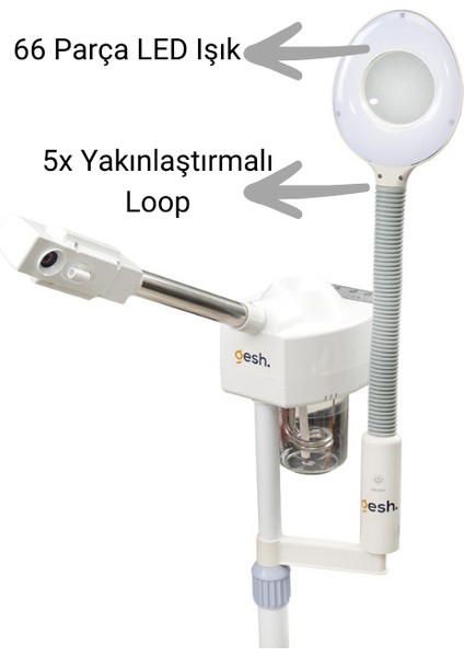 DT-318M Büyüteçli Looplu LED Işıklı Sıcak Buhar Ozonlu Yüz Buhar Makinesi Vapozon - Ayaklı - Profesyonel Cilt Bakımı