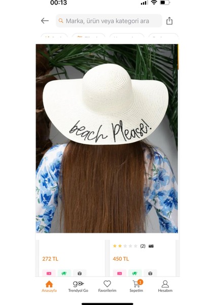 Beach Please Yazılı Yazlık Hasır Şapka