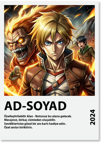 Attack On Titan Anime Serisi Özelleştirilebilir Poster Kart