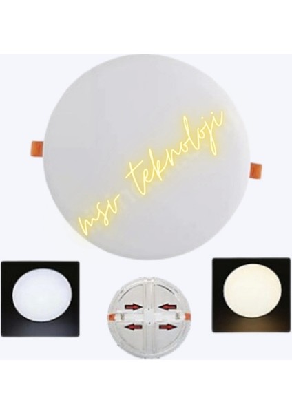 220 Volt 36 Watt Ayarlı Slim LED Panel 6500K Beyaz Işık Sıva Altı Yuvarlak 2 Adet