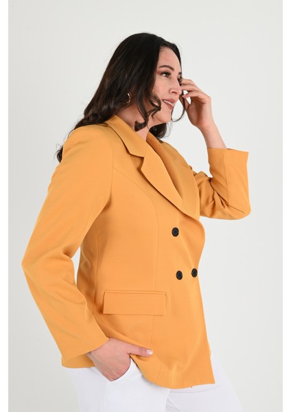 Kadın Astarlı Büyük Beden Blazer Ceket 0101-1