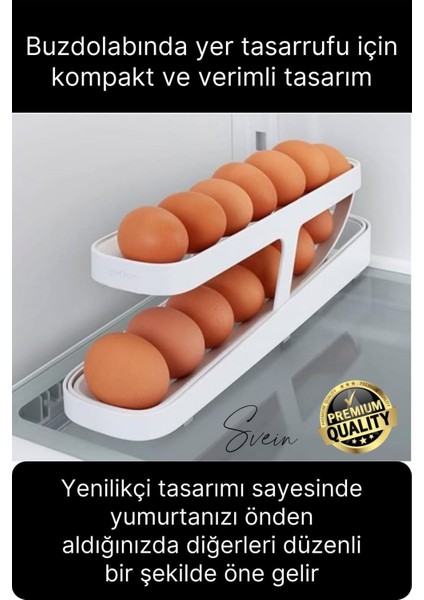 2 Katlı Pratik Yumurta Düzenleyici Buzdolabı Organizer Tutucu Otomatik Yuvarlanan Saklama Rafı Stand