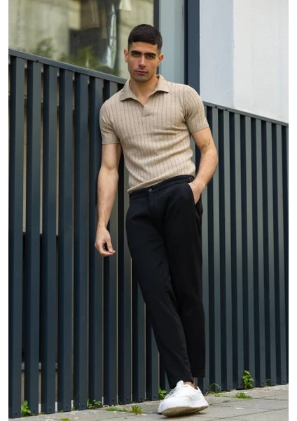 Dayn Gante Erkek Basic Kısa Kollu Slim Fit Polo Yaka Triko Tişört