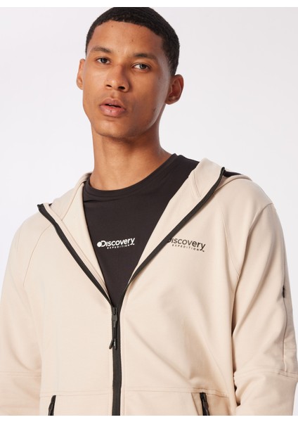 Bej Erkek Kapüşonlu Relaxed Sweatmont DS4M-SWT3232