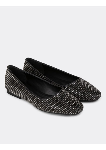 (Shoes) Taş Detaylı Kadın Babet Siyah fiyatları