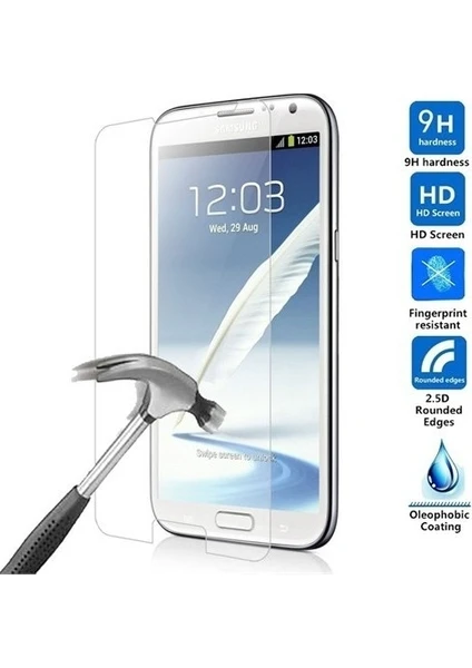 Samsung Galaxy Note 2 Uyumlu Ekran Koruyucu Screen Protector Tempered Glass Kristal Netliğinde %100 Hd Görüntü, Yüksek Kalite Kırılmaz Temperli Cam