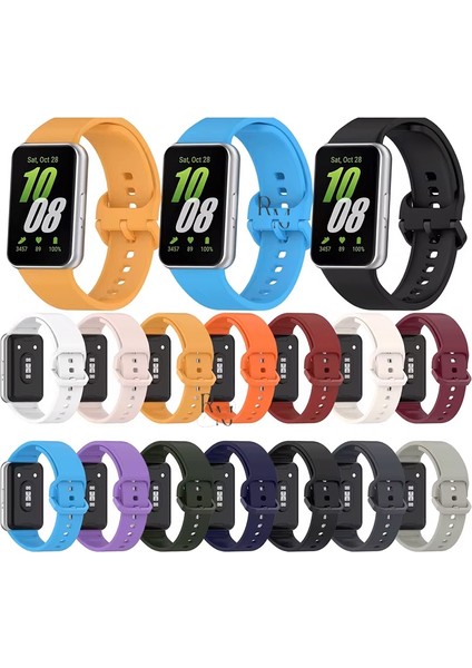 Samsung Galaxy Fit 3 Ile Uyumlu Silikon Spor Kordonlu Klasik Kayış Kordon