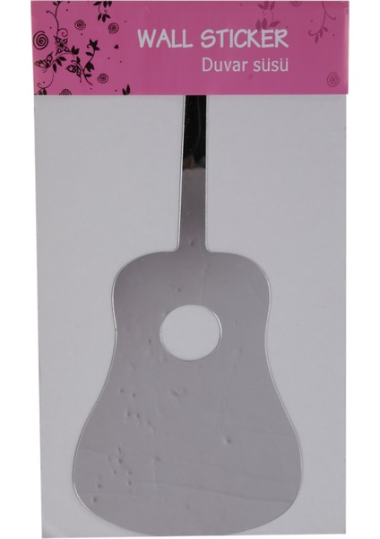 AYNALI DUVAR ÇIKARTMA STICKER DEKORATİF DUVAR KAĞIDI,SÜS GİTAR ŞEKİLLİ 34X15X0,6CM