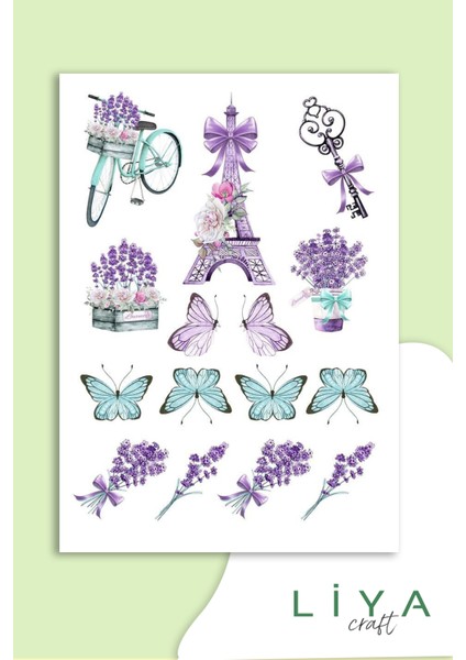 Lavanta Sticker Planner Ajanda Bullet Journal Için Uygun Set