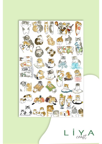 Sevimli Vektör Kedi Planner Ajanda Bullet Journal Için Uygun Set