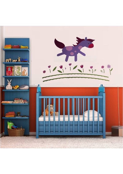 DUVAR ÇIKARTMA STICKER DEKORATİF DUVAR KAĞIDI,SÜS KÜÇÜK AT DESENLİ PVC 70X50X0,5CM
