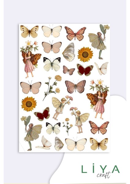 Butterfly Sticker Planner Ajanda Bullet Journal Için Uygun Set