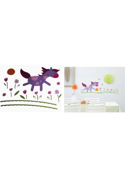 DUVAR ÇIKARTMA STICKER DEKORATİF DUVAR KAĞIDI,SÜS KÜÇÜK AT DESENLİ PVC 70X50X0,5CM