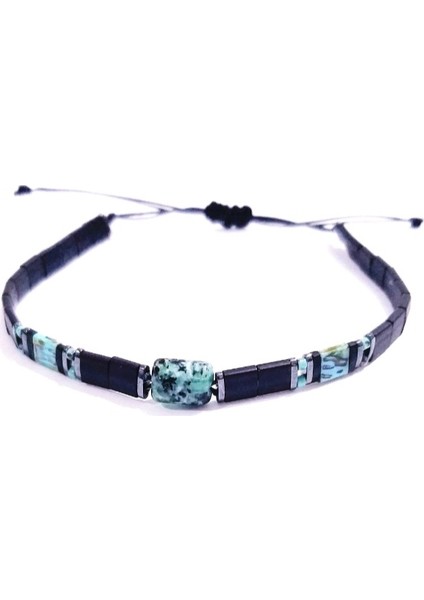 Dikdörtgen Kesim Jasperve Hematit Doğaltaşlı Unisex Tila Bileklik fiyatları