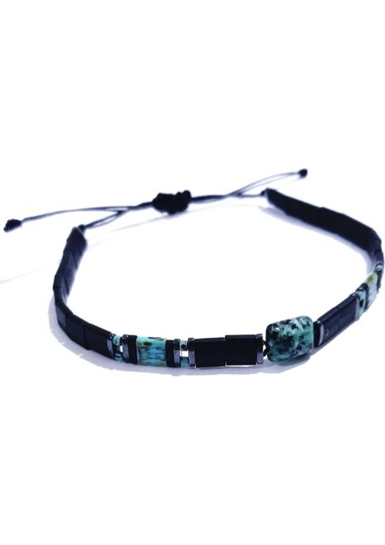 Dikdörtgen Kesim Jasperve Hematit Doğaltaşlı Unisex Tila Bileklik modelleri