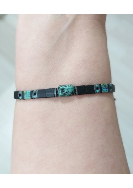 Dikdörtgen Kesim Jasperve Hematit Doğaltaşlı Unisex Tila Bileklik indirimleri