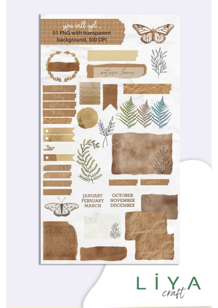 Vintage Sticker Planner Ajanda Bullet Journal Için Uygun Set