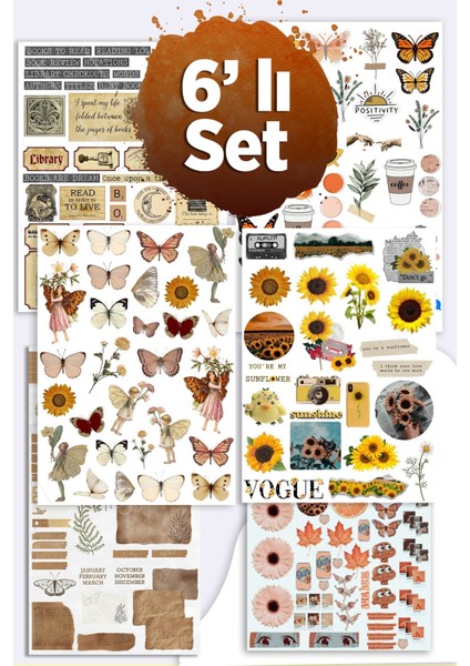 6'lı Sticker Planner Ajanda Bullet Journal Için Uygun Set