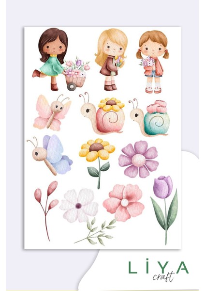 Baby Flower Sticker Planner Ajanda Bullet Journal Için Uygun Set