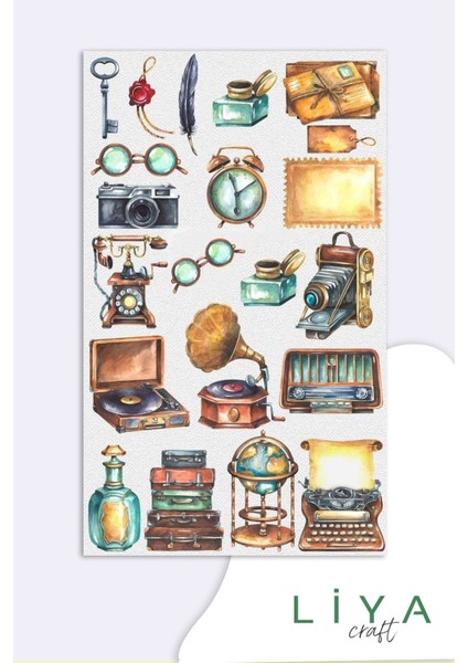 Vintage Sticker Planner Ajanda Bullet Journal Için Uygun Set