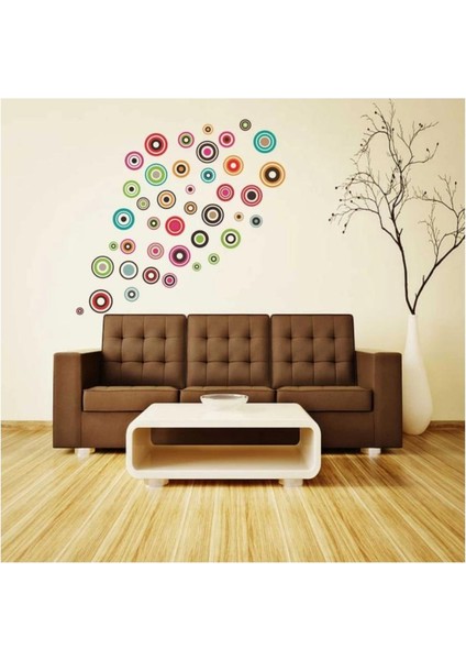DUVAR ÇIKARTMA STICKER DEKORATİF DUVAR KAĞIDI,SÜS İKİ ADET GEOMETRİK HALKALI PVC 48X33X0,5CM