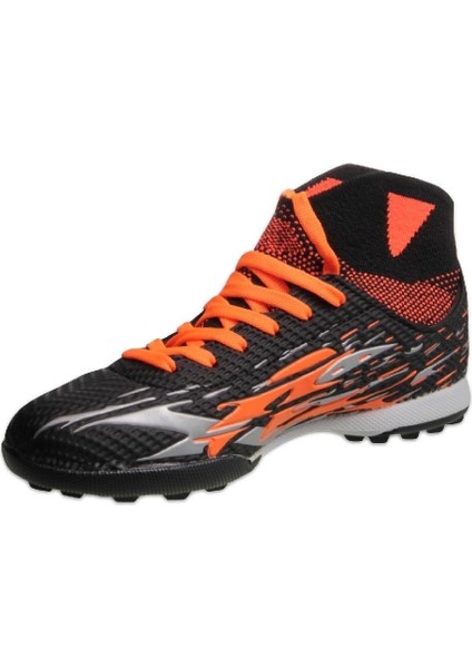 M.p Unisex Bağcıklı Siyah-Turuncu Halı Saha Futbol Ayakkabısı 241-1700GR