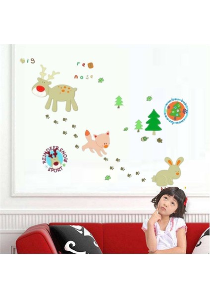 DUVAR ÇIKARTMA STICKER DEKORATİF DUVAR KAĞIDI,SÜS İKİ ADET ORMANLI DESENLİ PVC 48X33X0,5CM