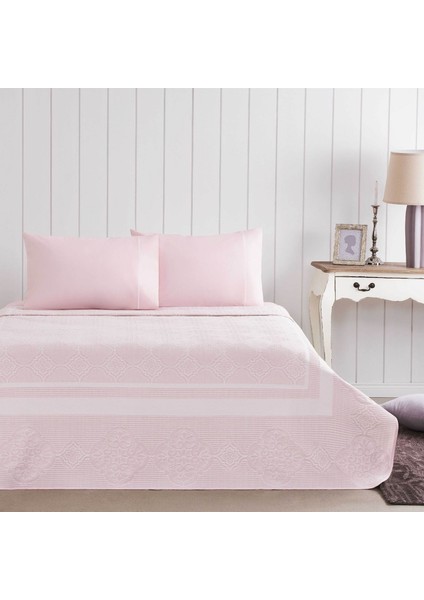 Jakar Brenda Çift Kişilik Pike Takımı Pembe- Heybe Home