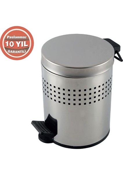 Paslanmaz Çelik Pedallı Delikli Çöp Kovası 3 lt