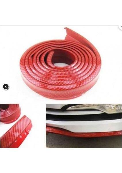 Kırmızı Renk 2,5 Metre Araba Oto Ön Tampon Koruyucu Kauçuk Pratik Tampon Şerit Bant Esnek Lip