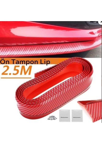 Kırmızı Renk 2,5 Metre Araba Oto Ön Tampon Koruyucu Kauçuk Pratik Tampon Şerit Bant Esnek Lip modelleri