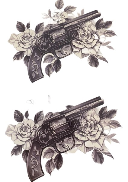 Geçici Siyah ve Çiçek Figürlü Dövme Tatto