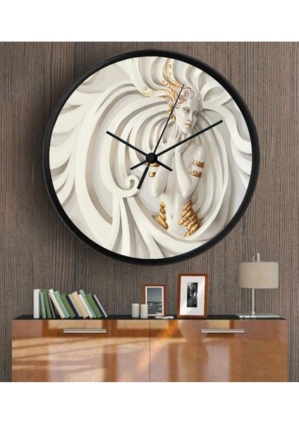 Dekoratif 3D Baskı Yuvarlak Duvar Saati-7