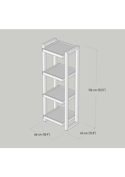 Cvc Wood Banyo Raf Standı 4 Raflı Cvc Wood