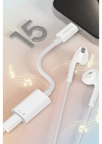 Earldom OT101 Iphone 15 Serisi ile Uyumlu Type-C To Lightning Dönüştürücü - Beyaz 109008