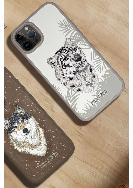 iPhone 15 Pro Uyumlu Kılıf 3Boyutlu PU Deri Savanna İçi Süet Kapak - Snow Leopard Siyah fiyatları