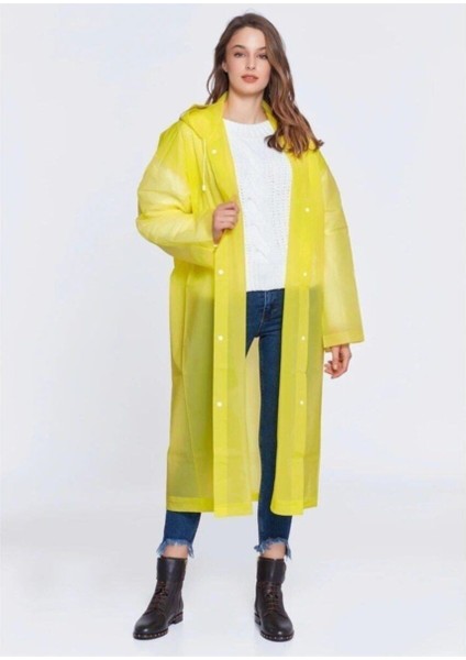 Kullan At Pratik Taşınabilir Su Geçirmez Çıt Çıt Detaylı Şeffaf Unisex Yağmurluk