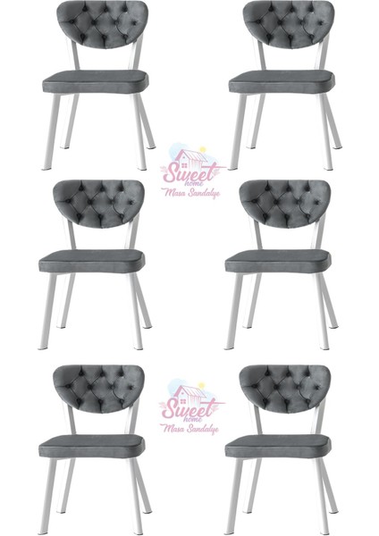 Simge Metal Sandalye Renkli Ayak 6 Lı Set Cafe,restaurant,mutfak,salon,yemek Odası Sandalyesi